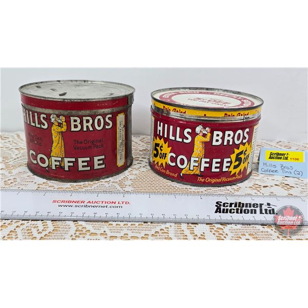 Hills Bros Coffee Tins (2) (3-1/2"H x 5"Dia)