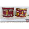 Image 3 : Hills Bros Coffee Tins (2) (3-1/2"H x 5"Dia)