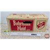 Image 1 : Bohemian Maid Beer Case w/11 Stubby Empty Bottles (Paper Labels) (Case Measures: 6-3/4"H x 16"W x 5-