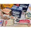 Image 2 : Vintage Kitchen Collector Combo : Starch Boxes; Wall Paper Paste Box; LUX Soap Sign; Water Putty Tin