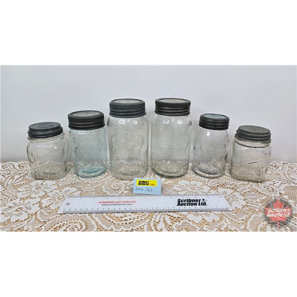 Jars w/Lids (6) (Variety) (Tallest Measures: 7"H)