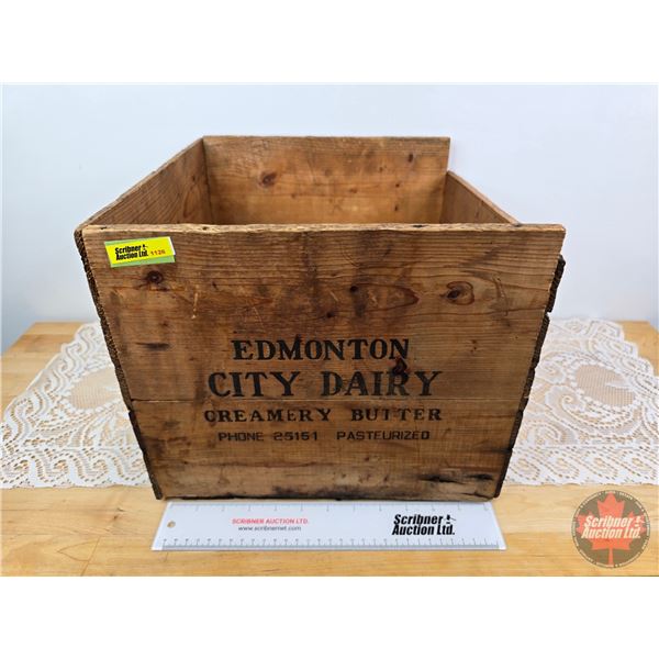 EDMONTON City Dairy Creamery Butter Wood Crate (10-3/4"H x 13-1/4"W x 13-3/4"D)