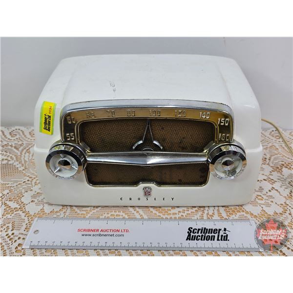 CROSLEY Electric Radio "White Dashboard Style" (7-1/4"H x 11-3/4"W x 7"D)