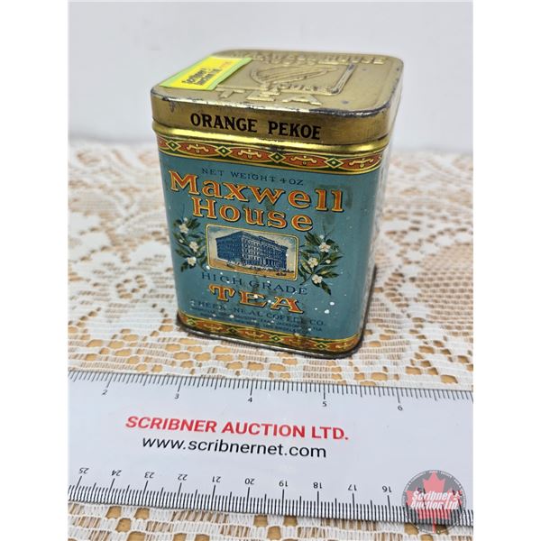 Maxwell House Tea Tin (3-1/2"H x 3"W x 3"D)