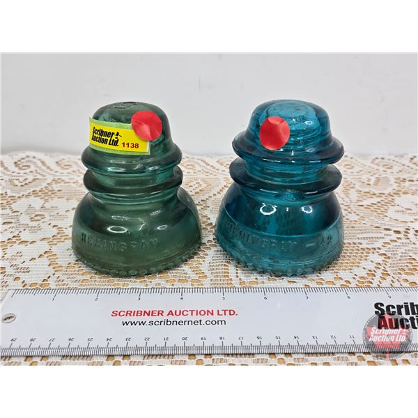 Blue/Turquoise Glass Insulators (2) (4-1/4"H)