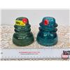 Image 1 : Blue/Turquoise Glass Insulators (2) (4-1/4"H)