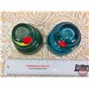 Image 3 : Blue/Turquoise Glass Insulators (2) (4-1/4"H)