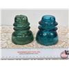 Image 4 : Blue/Turquoise Glass Insulators (2) (4-1/4"H)