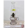 Image 1 : Coal Oil Finger Lamp : Amethyst Glass Font (Total Measures w/Chimney : 12-1/2"H)