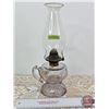 Image 4 : Coal Oil Finger Lamp : Amethyst Glass Font (Total Measures w/Chimney : 12-1/2"H)