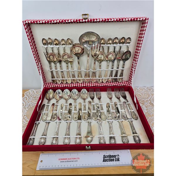 Silverware Set : Italy : In Case (Case Measures: 2-3/4"H x 18-3/4"W x 13"D)