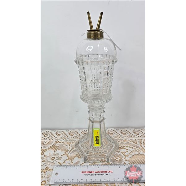Antique Crystal Whale Oil Lamp (13-1/4"H)