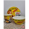 Image 8 : Vintage Kellogg's Breakfastware (4 of Each : Cups / Bowls / Plates) "Rice Krispies" : "Corn Flakes"