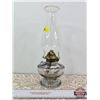 Image 2 : Coal Oil Finger Lamp : Amethyst Glass Font (Total Measures w/Chimney : 11-1/2"H)