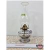 Image 3 : Coal Oil Finger Lamp : Amethyst Glass Font (Total Measures w/Chimney : 11-1/2"H)