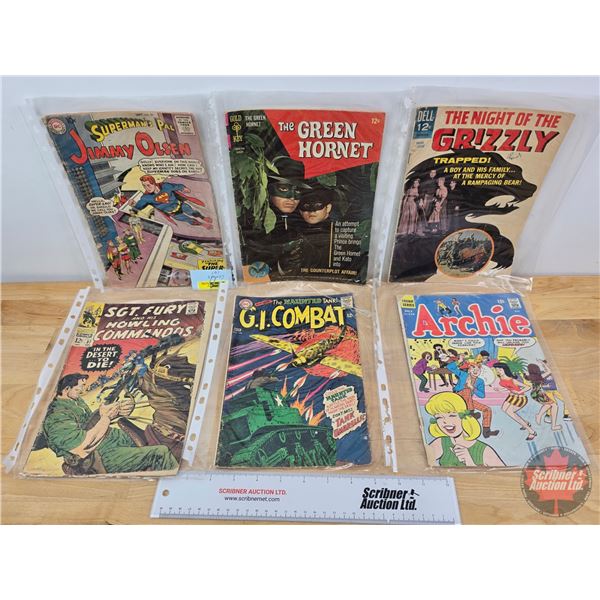 Vintage Comic Books (6): Green Hornet; Archie; Jimmy Olsen; Grizzly; GI Combat; Sgt Fury