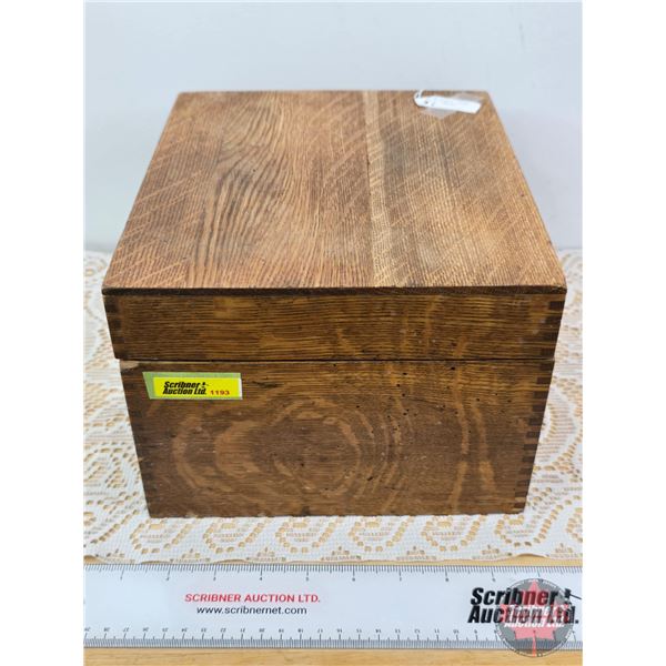 Antique Oak File Box (6-1/2"H x 8-3/4"W x 10"D)