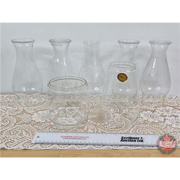 Variety Lamp Chimney's / Globes (7) (Chimney's Measure 8-1/4"H)