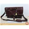 Image 1 : Leather Satchel/Briefcase (Cloth Lined) (Approx 11-3/4"H x 17-1/4"W x 4-1/2"D)