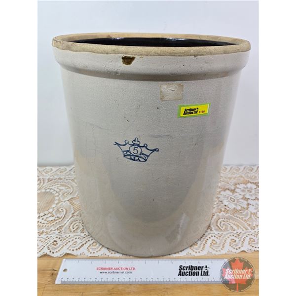 5 Gallon "Crown" Crock (15"H x 13-1/4"Dia)