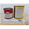 Image 4 : Collector Tin Combo (2): ~ GM General Motors Anti-Freeze Tin (No Lid) (8"H x 7"Dia) ~ ESSO MP Grease
