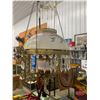 Image 3 : Antique Hanging Kero Lamp : Floral Glass Shade (Shade 14"Dia) (White Flame Burner)