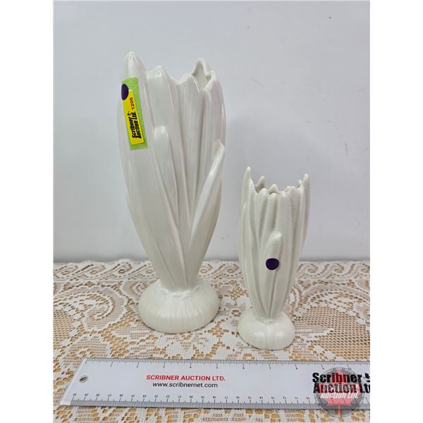 Pottery Vases (2) : (Tall 11"H) (Posy Vase 7-1/4"H)