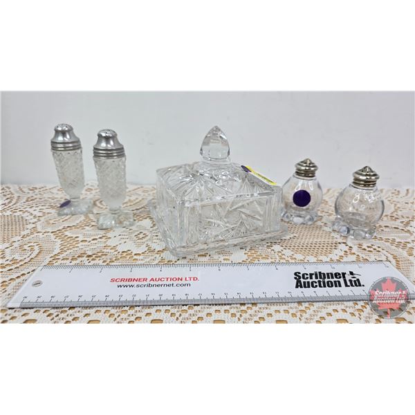 S&P Sets & Covered Butter Dish (Pinwheel) (Butter Dish Measures Total 4-3/4"H x 4-3/4"W x 4-3/4"D)