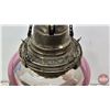 Image 8 : Coal Oil Hand Painted Lamp / Clear Glass Chimney / White Flame Burner (c.1900) (Total Measured w/Chi