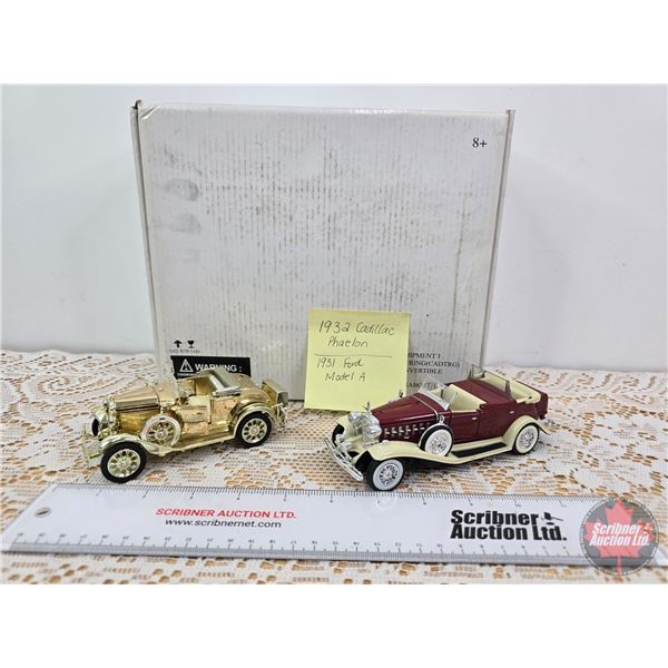 Die-Cast Collector Cars : Pair with Box ~ 1932 Cadillac Phaelon ~ 1931 Ford Model A (Box Measures: 8