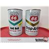 Image 2 : OIL CANS (2) : PACIFIC 66  ~ MM Motor Oil ~ Trop-Artic Motor Oil (Both Measure: 6-1/2"H x 4"Dia)