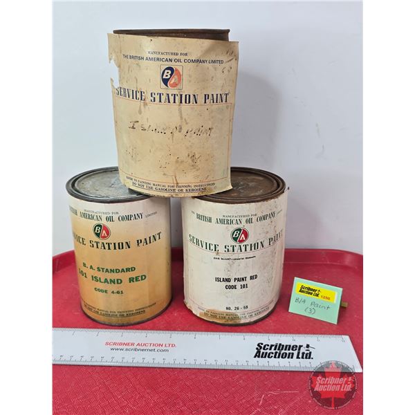B/A Paint Cans (3 FULL) : Paper Labels (All Measure : 5-3/4"H x 4-1/4"Dia)