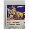 Image 2 : SUNOCO OIL Cardboard Ad (March 1942) : "Keep 'Em Flying! Buy Defense Bonds" (Mickey Mouse Image - Di