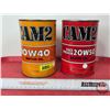 Image 2 : Oil Cans (2): CAM2  ~ 10W40 Motor Oil ~ 20W50 Motor Oil (Both Measure 5-3/4"H x 4"Dia)