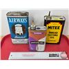 Image 1 : Oil Tins (3) : AIRWAYS Special Washing Machine Lubricant; Allstate Penetrating Oil; Mitee Thread Cut