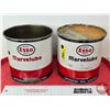 Image 1 : Grease Tins (2) : ESSO Marvelube  (Measures: 6"H x 6-1/4"Dia)