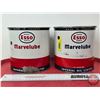 Image 2 : Grease Tins (2) : ESSO Marvelube  (Measures: 6"H x 6-1/4"Dia)