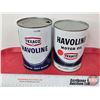 Image 1 : Oil Cans (2): Texaco Havoline Motor Oil (SAE 10W & SAE 2020WHD) (Tallest Measure: 5-3/4"H x 4"Dia)