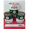 Image 1 : TEXACO Grease Cans (3):  ~ Marfak No. 2 Heavy Duty ~ Marfak Heavy Duty ~ Lubricants (6-1/4"H x 6-1/4