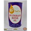 Image 2 : Oil Can : WP Dual Duty Multigrade Motor Oil (6-1/2"H x 4"Dia) (Some Denting)
