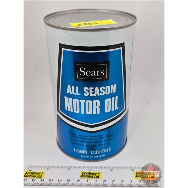Oil Can : Sears All Season Motor Oil (6-1/2"H x 4"Dia)
