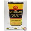 Image 1 : Massey Harris M-H Oil Tin : Specially Blended Milker Pump Oil (Measures: 8"H x 4-1/2"W x 2-1/4"D)
