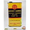 Image 2 : Massey Harris M-H Oil Tin : Specially Blended Milker Pump Oil (Measures: 8"H x 4-1/2"W x 2-1/4"D)