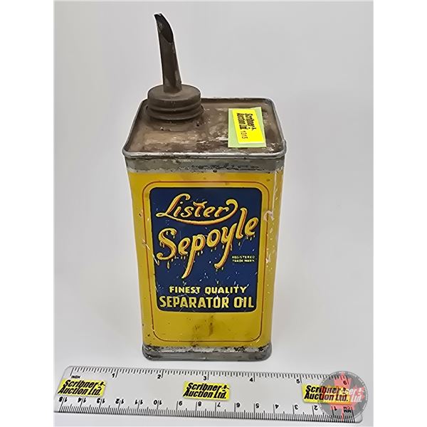 Lister Sepoyle Separator Oil Tin (Measured with Spout : 7"H x 2-3/4"W x 2-3/4"D)