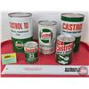 Image 1 : CASTROL Tins Combo (5) ~ Automatic Transmission Fluid Cardboard Can (6-1/2"H x 4"Dia) ~ Outboard Mot