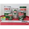 Image 2 : CASTROL Tins Combo (5) ~ Automatic Transmission Fluid Cardboard Can (6-1/2"H x 4"Dia) ~ Outboard Mot