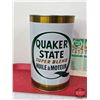 Image 2 : Quaker State Combo (2): ~ Super Blend Motor Oil Can (6-1/2"H x 4"Dia) ~ Service Record Sheet of 5 (T