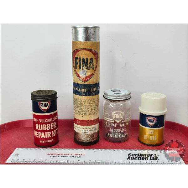 FINA Collector Combo (4) : ~ Rubber Repair Kit ~ Finalube Tube (FULL!) ~ Sealant Jar ~ Lock De-Icer 