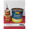 Image 1 : VARCON Combo (2): ~ Grease Can ~ Hydraulic Jack Oil Tin (Largest Measures: 6-1/4"H x 6-1/4"Dia)