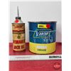 Image 2 : VARCON Combo (2): ~ Grease Can ~ Hydraulic Jack Oil Tin (Largest Measures: 6-1/4"H x 6-1/4"Dia)